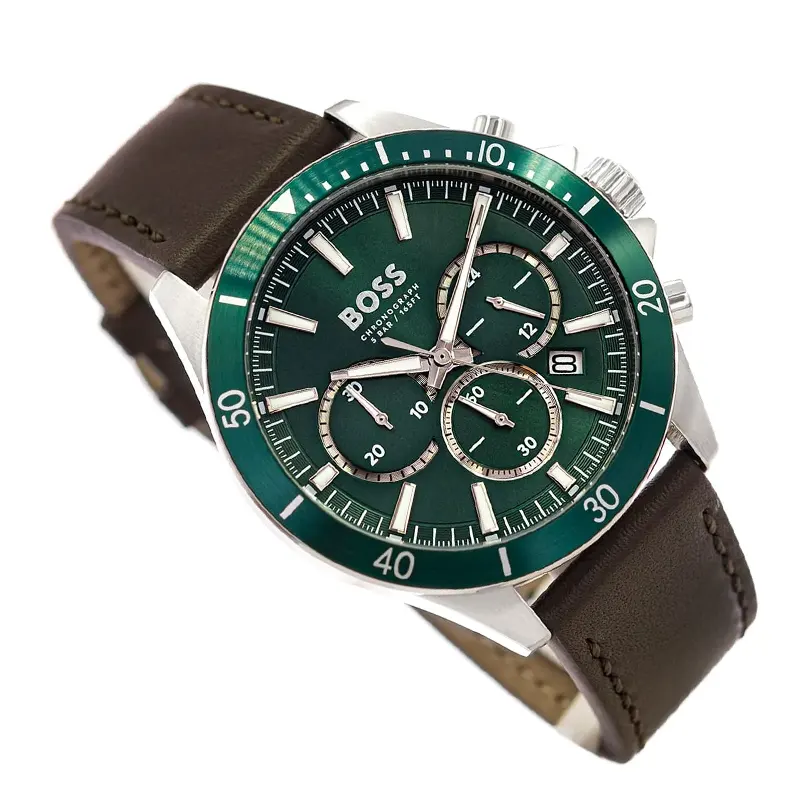 Hugo Boss Troper Chronograph Green Dial Quartz Men's Watch- 1514098